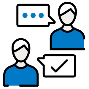 Icono de dos personas conversando.