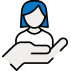 Icono persona recibiendo soporte de otra.