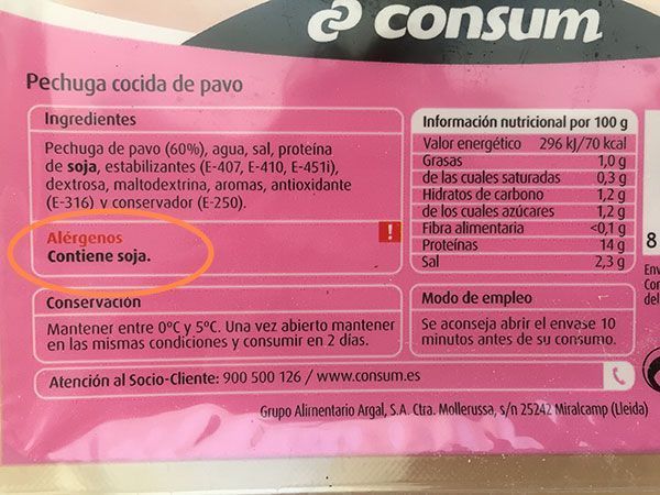 alérgenos alimentarios